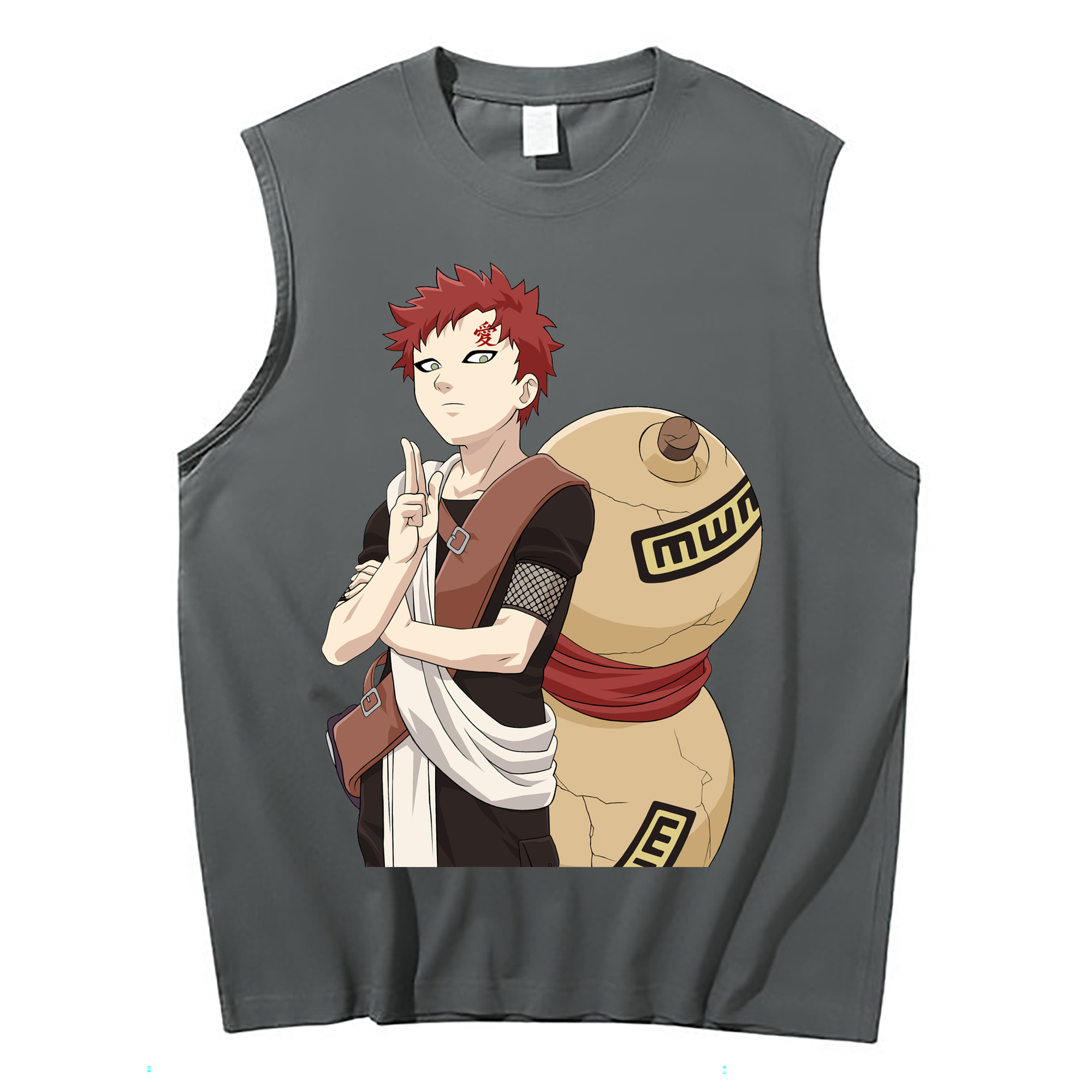 （画像用） NARUTO -ナルト- ガアラ Gaara コットン100％タンクトップ（フロントプリント）